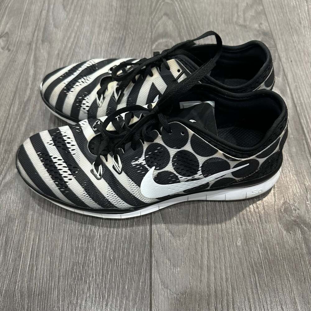 Nike Women's Free 5.0 TR Fit 5 PRT Black/White Polka Dot Sneakers Size 10 - Picture 3 of 10
